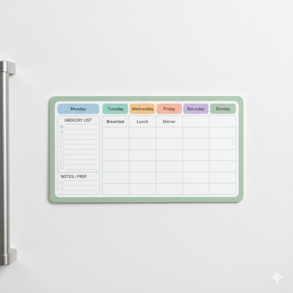 Fridge Meal Planner + Grocery Sheet